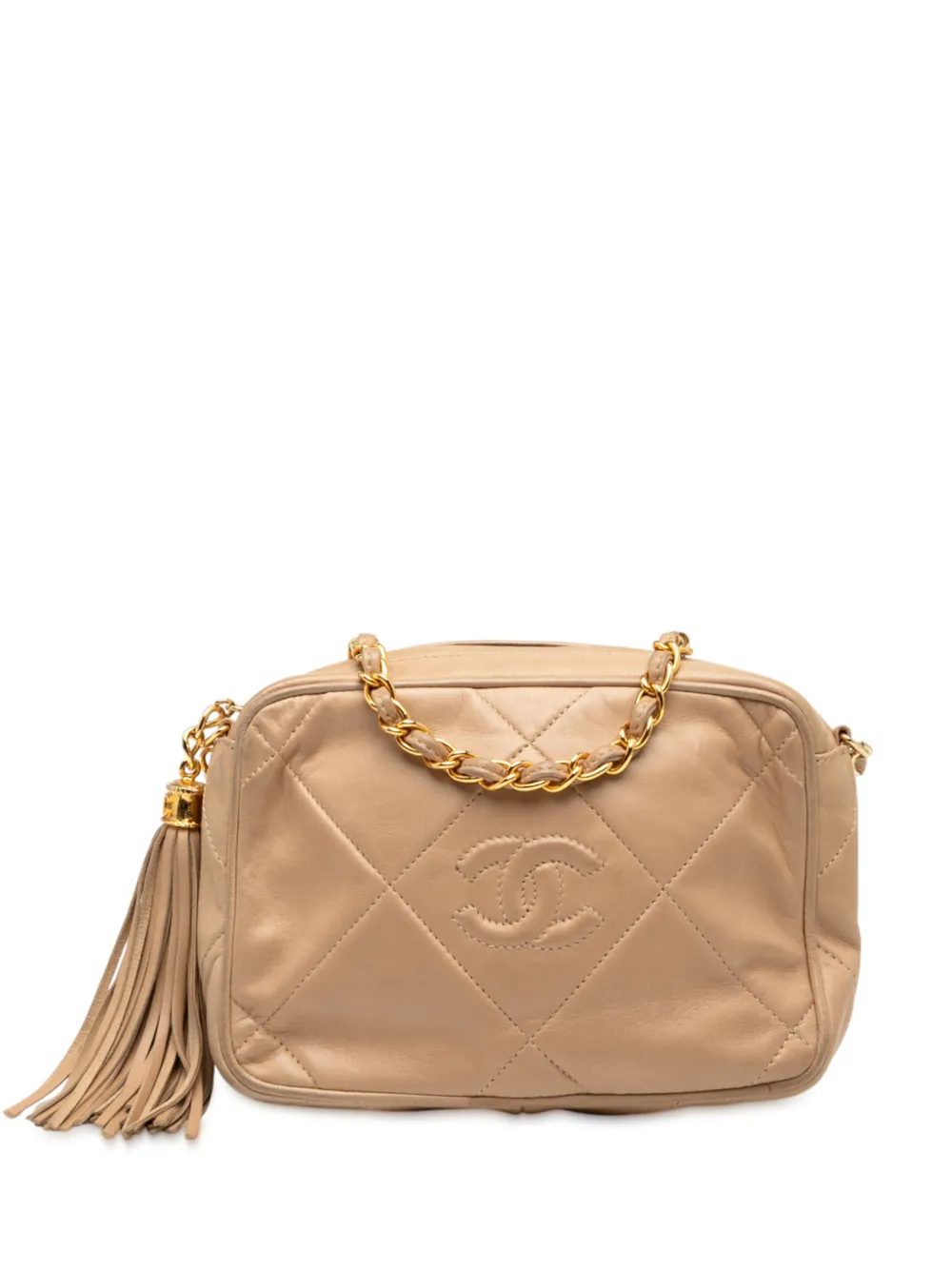 CHANEL Pre-Owned 1986-1988 CC Quilted Lambskin Tassel Camera Bag CHANEL Pre-Owned 1986-1988 CC Quilted Lambskin Tassel Camera Bag