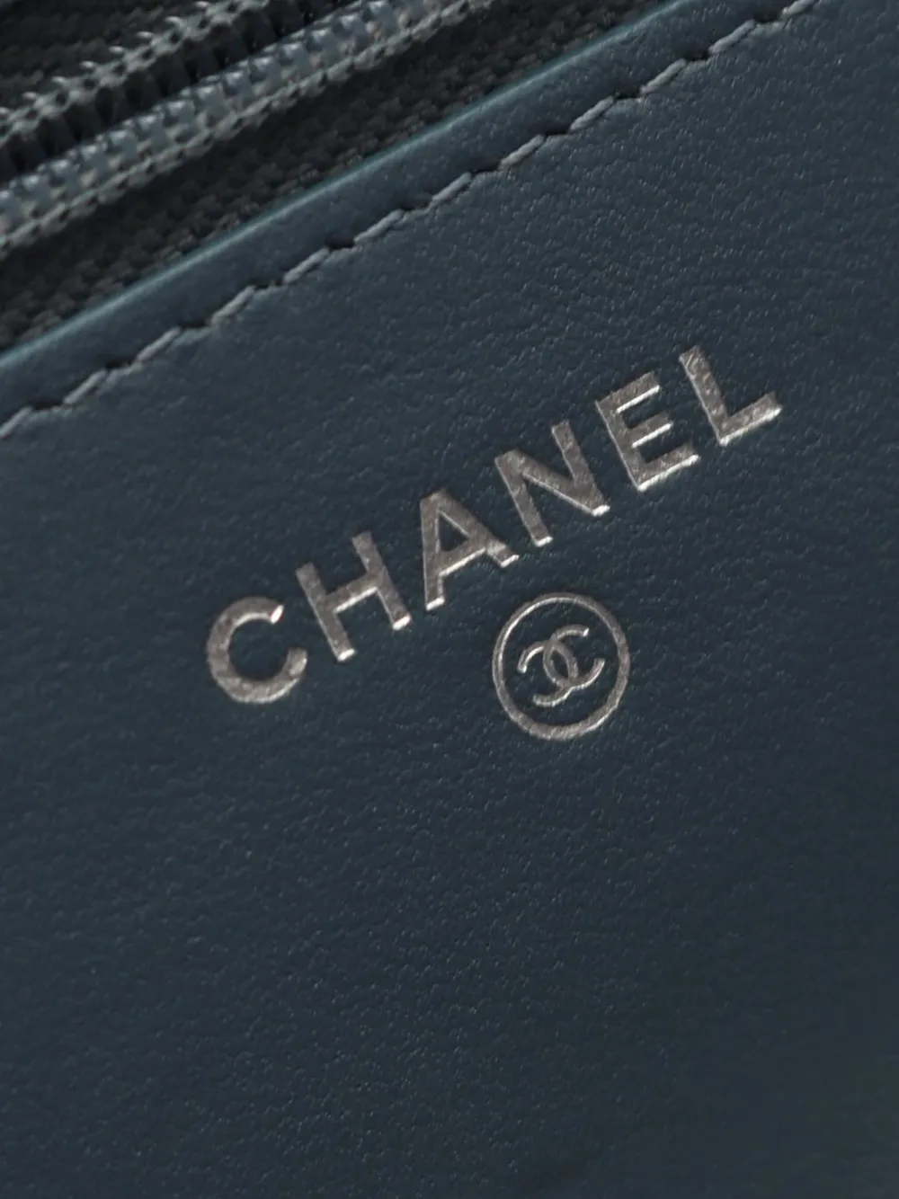 Pre-owned Chanel 2021-2025 Cc Quilted Lambskin Wallet On Chain Crossbody Bag In Green