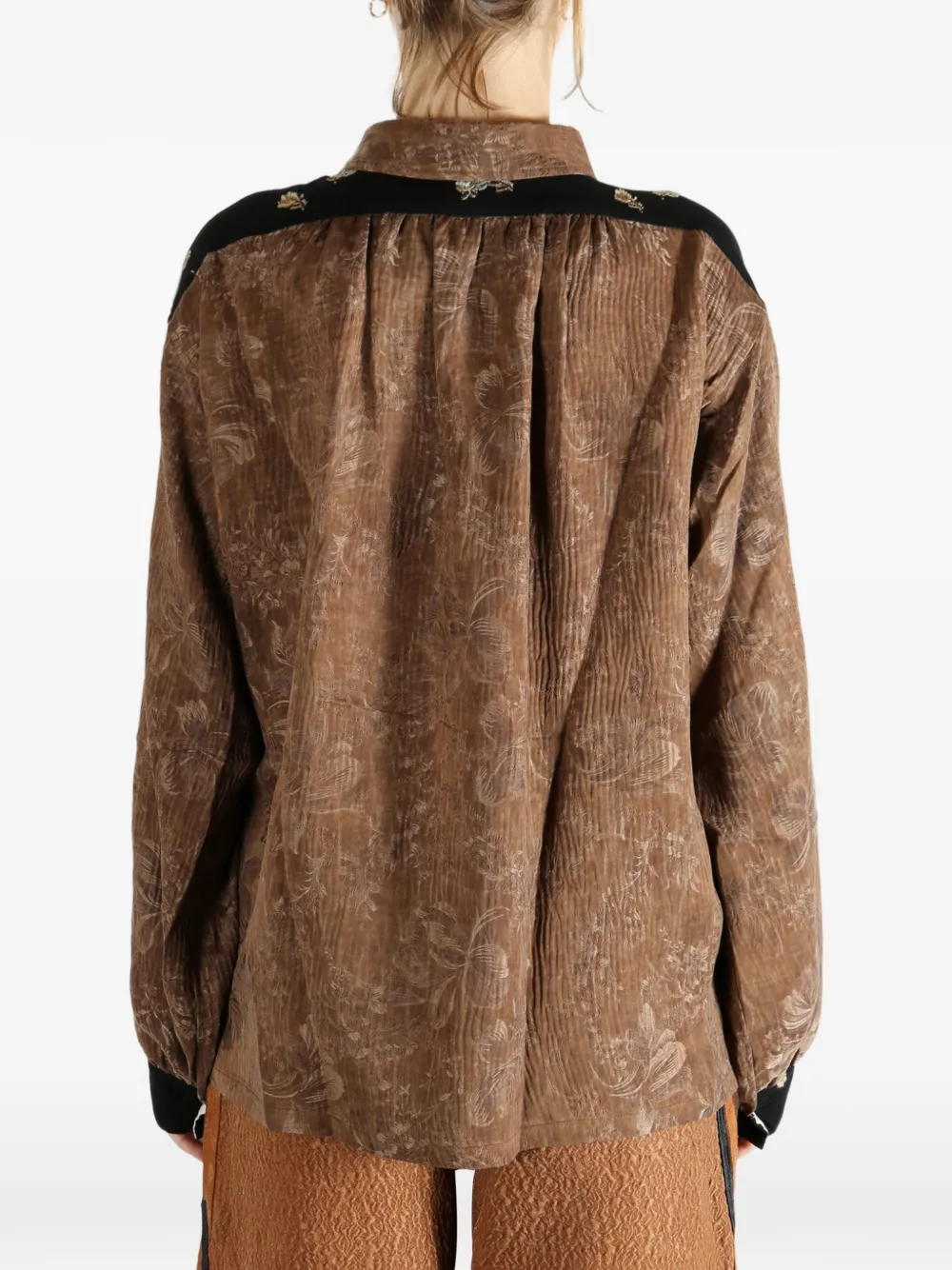 Communs Floral Print Buttoned Shirt In Brown