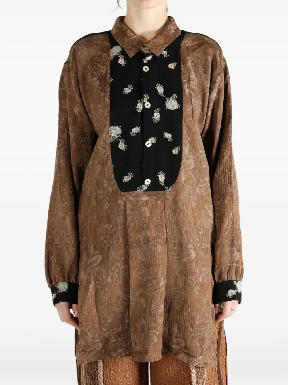 COMMUNS floral print buttoned shirt - Bruin