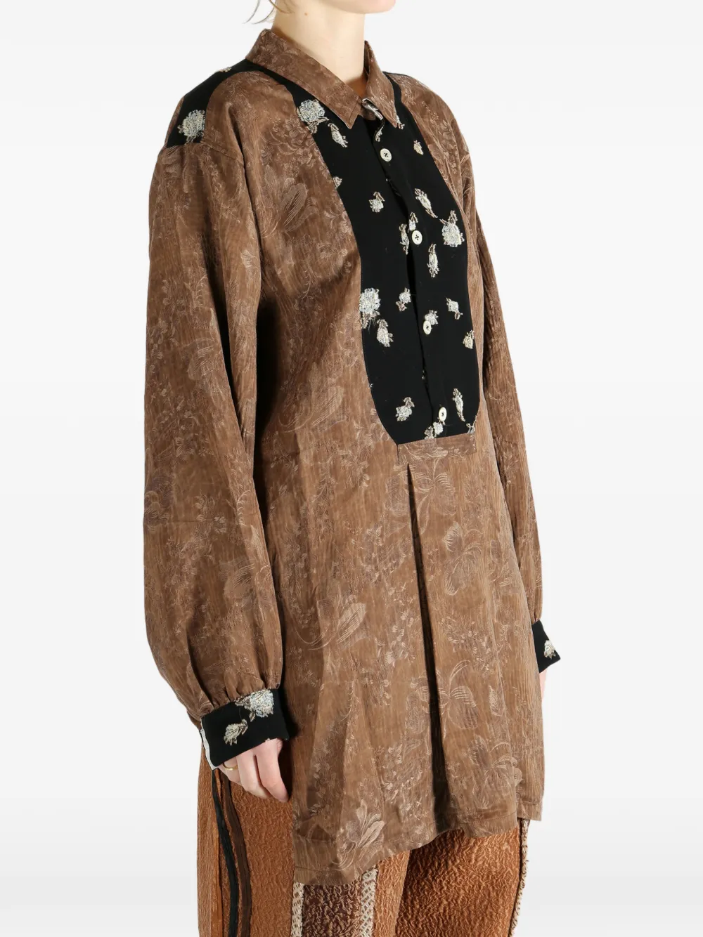 Communs Floral Print Buttoned Shirt In Brown