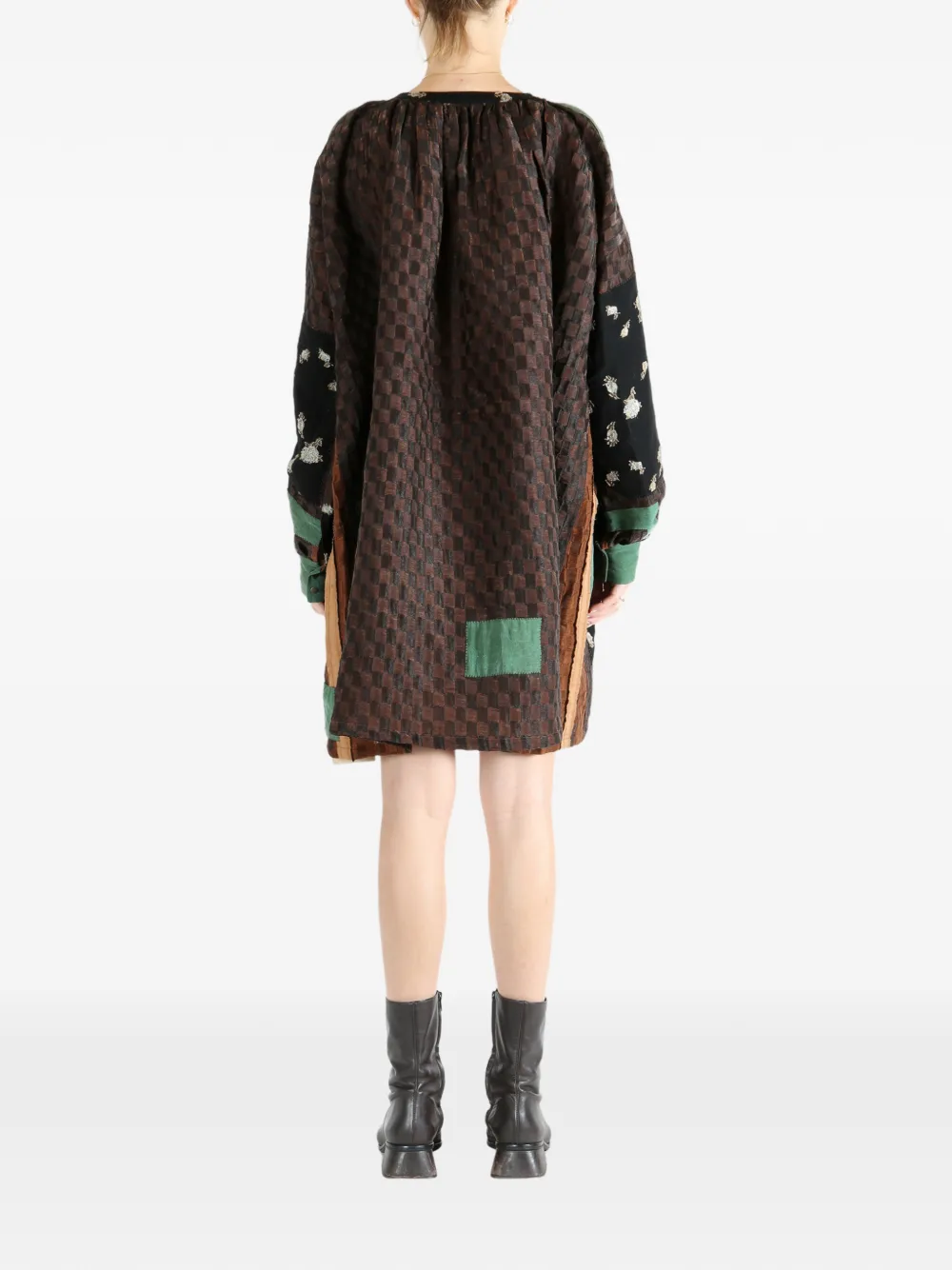 Communs Checks Patchwork Top In Brown