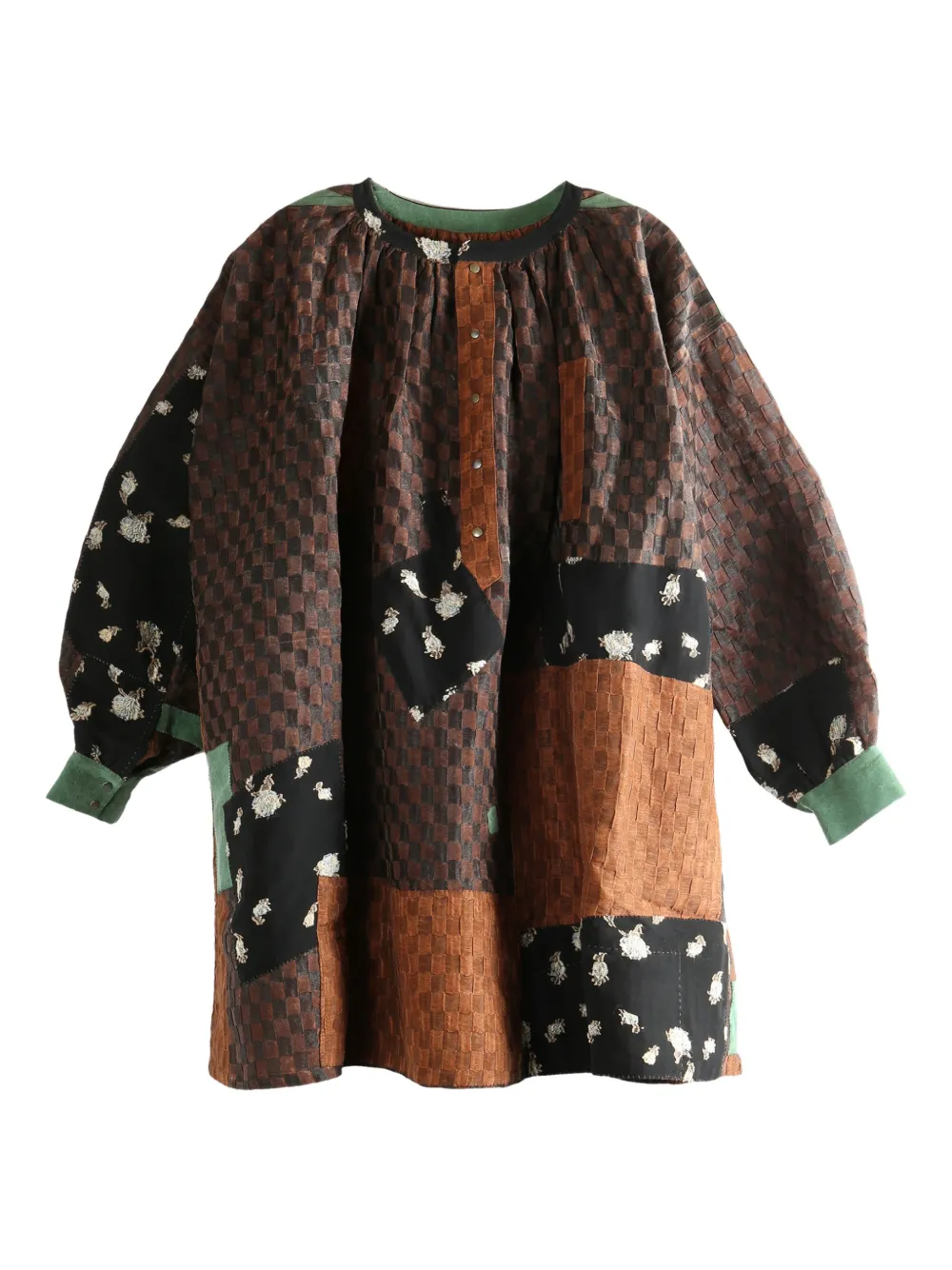 COMMUNS checks patchwork top | Brown | Image 1