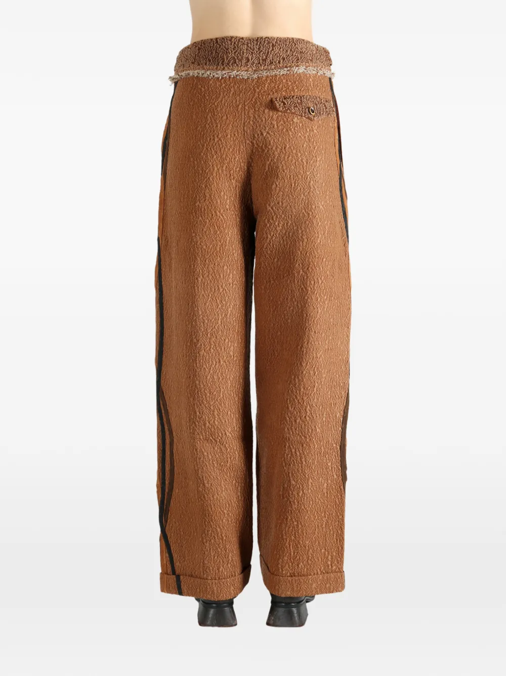 Communs Textured Stripe Trousers In Brown