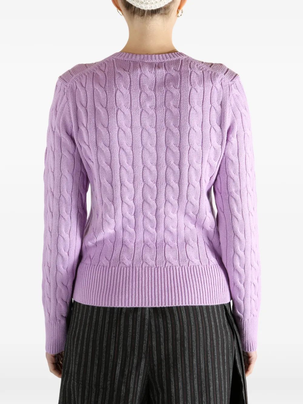 Polo Ralph Lauren Cable-knit Buttoned Cardigan In Purple