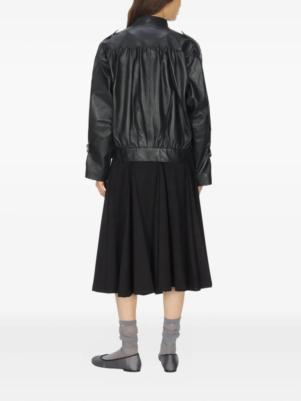 Gimaguas Long-sleeved Leather Jacket In Black