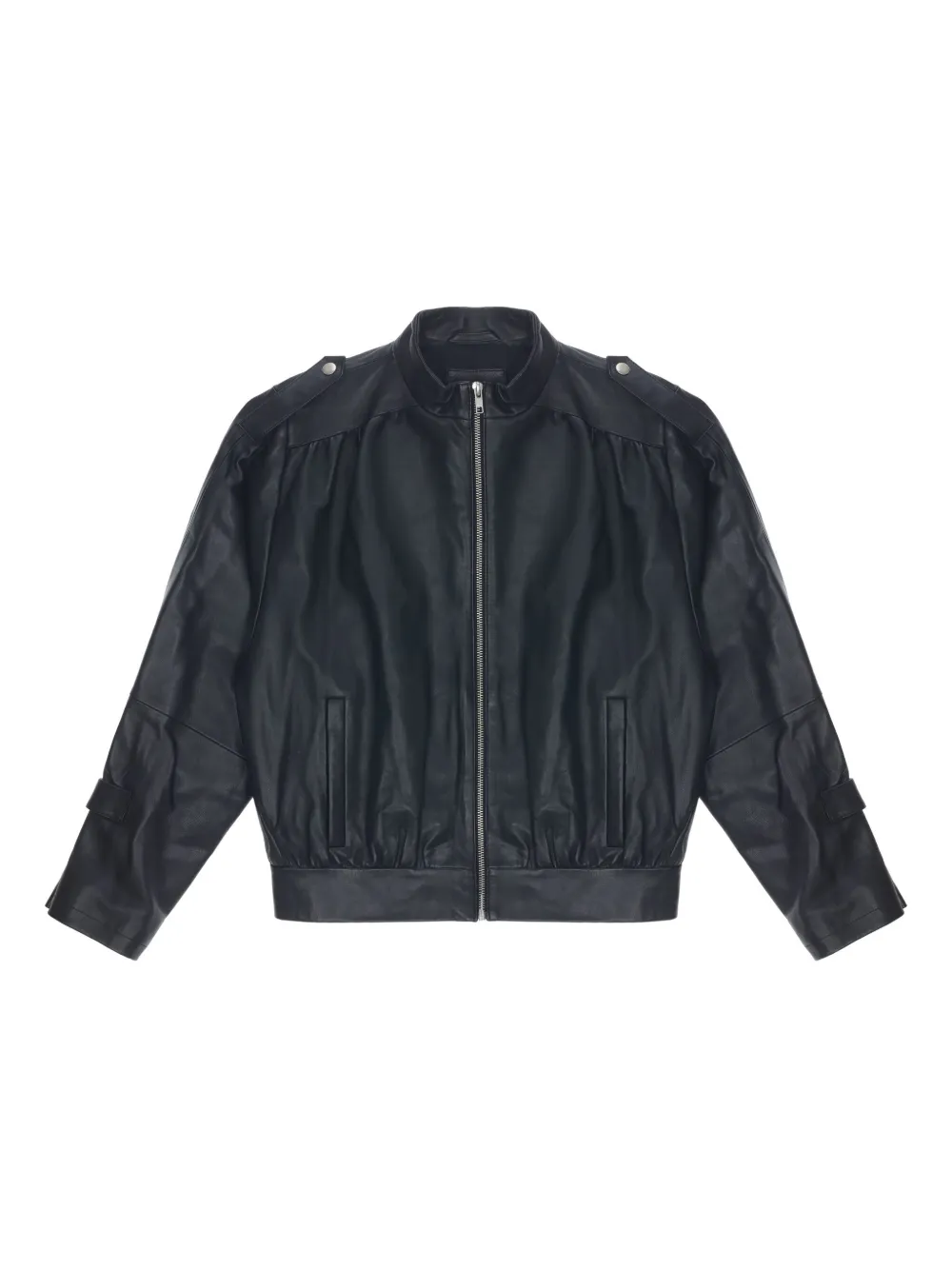 Gimaguas Long-sleeved Leather Jacket In Black