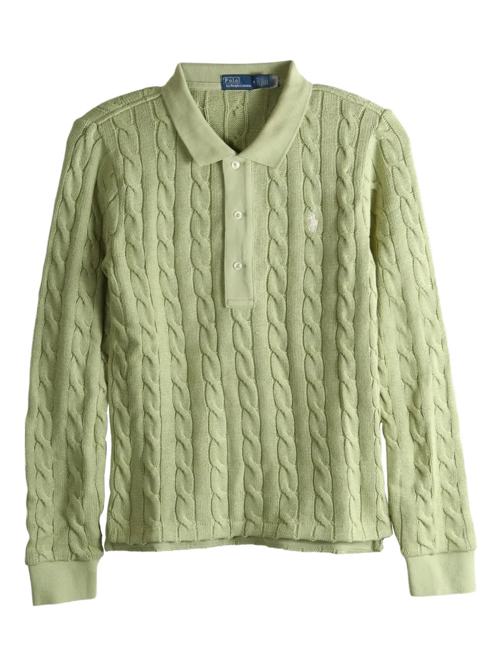 Polo Ralph Lauren cable-knit buttoned polo top - Verde