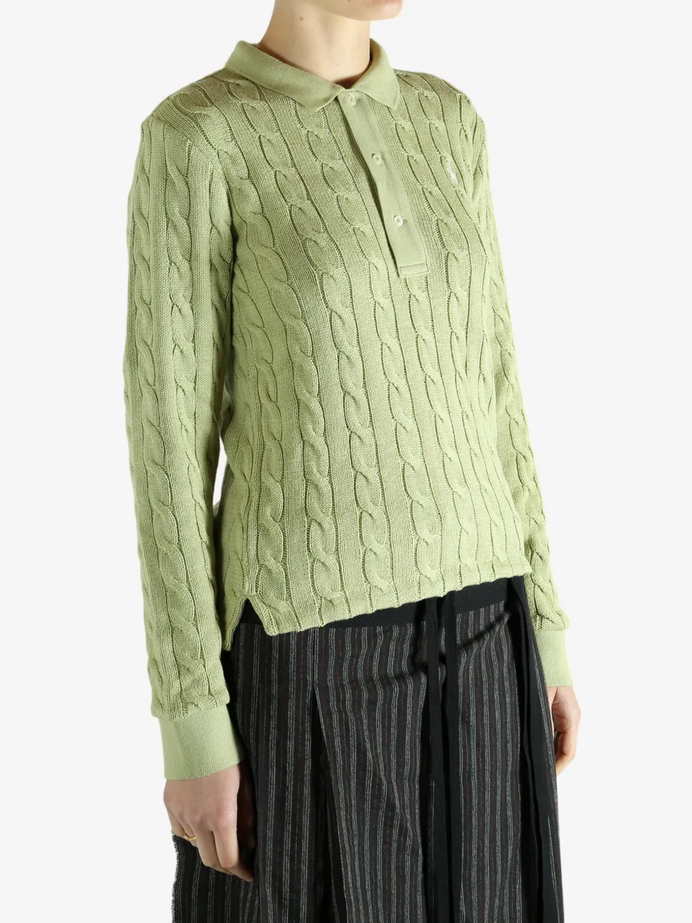 Polo Ralph Lauren Kabelgebreide polotop met knopen Groen