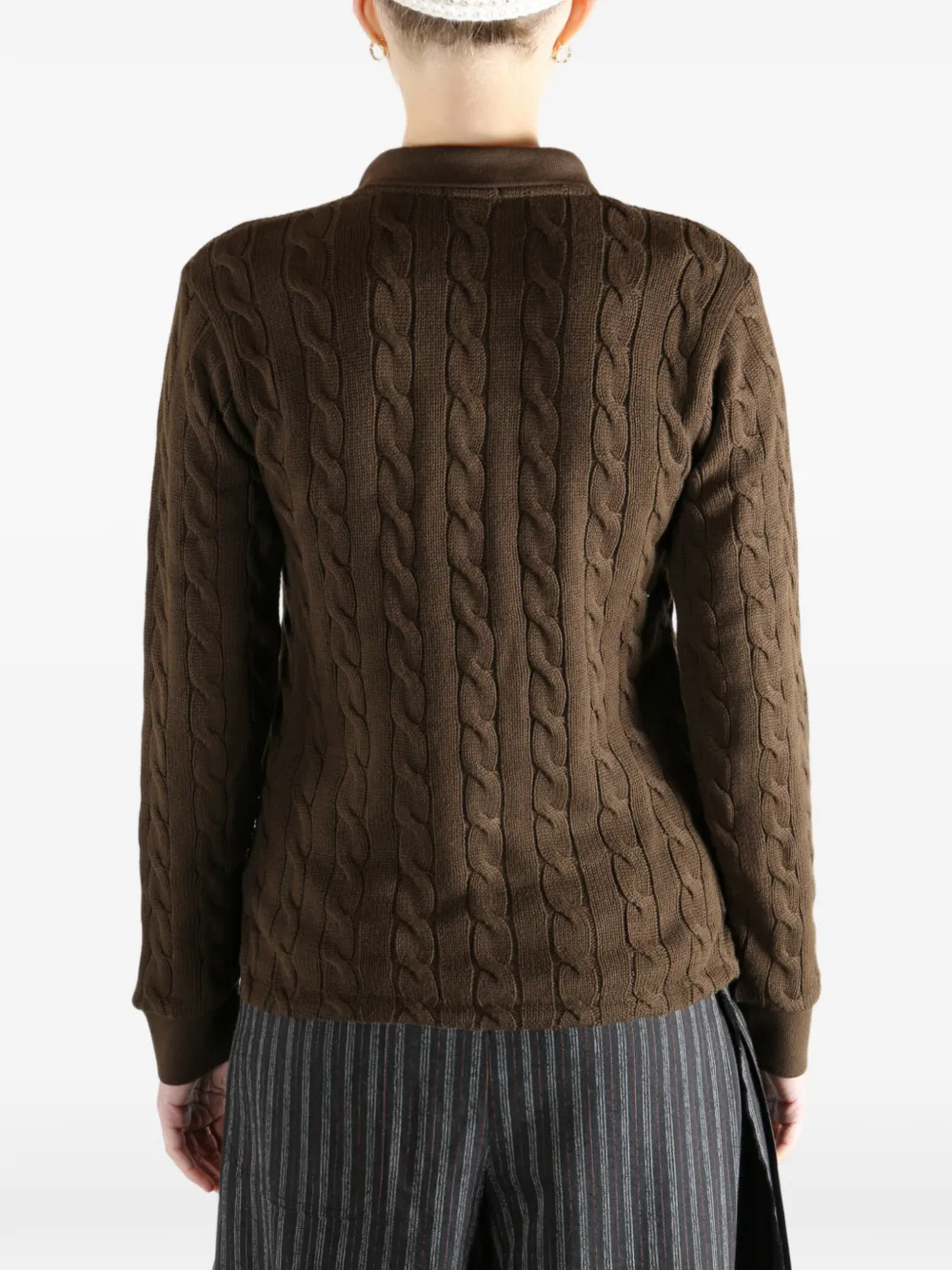 Polo Ralph Lauren Kabelgebreide polotop met knopen Bruin