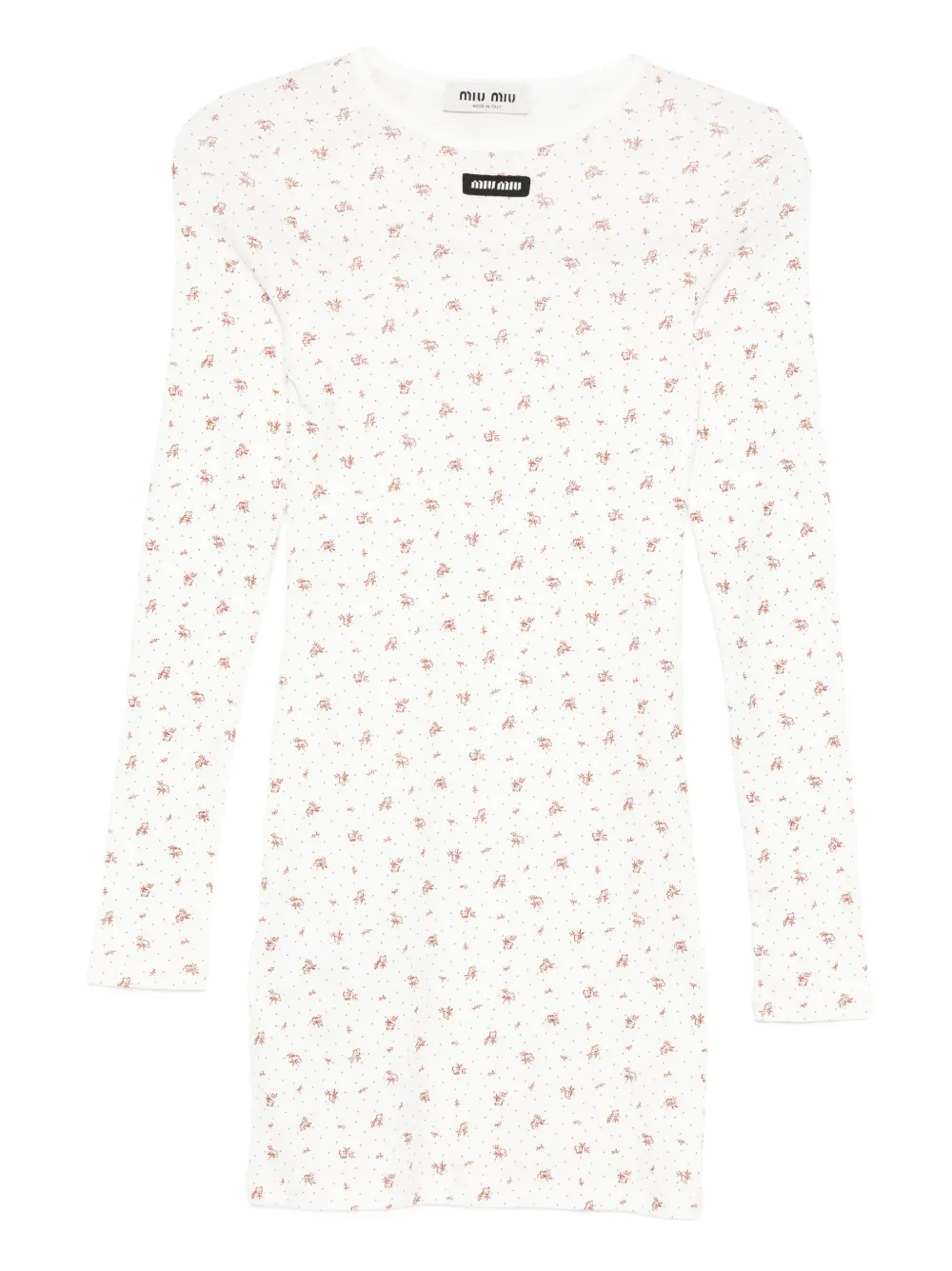 Miu Miu Floral-print Mini Dress In White