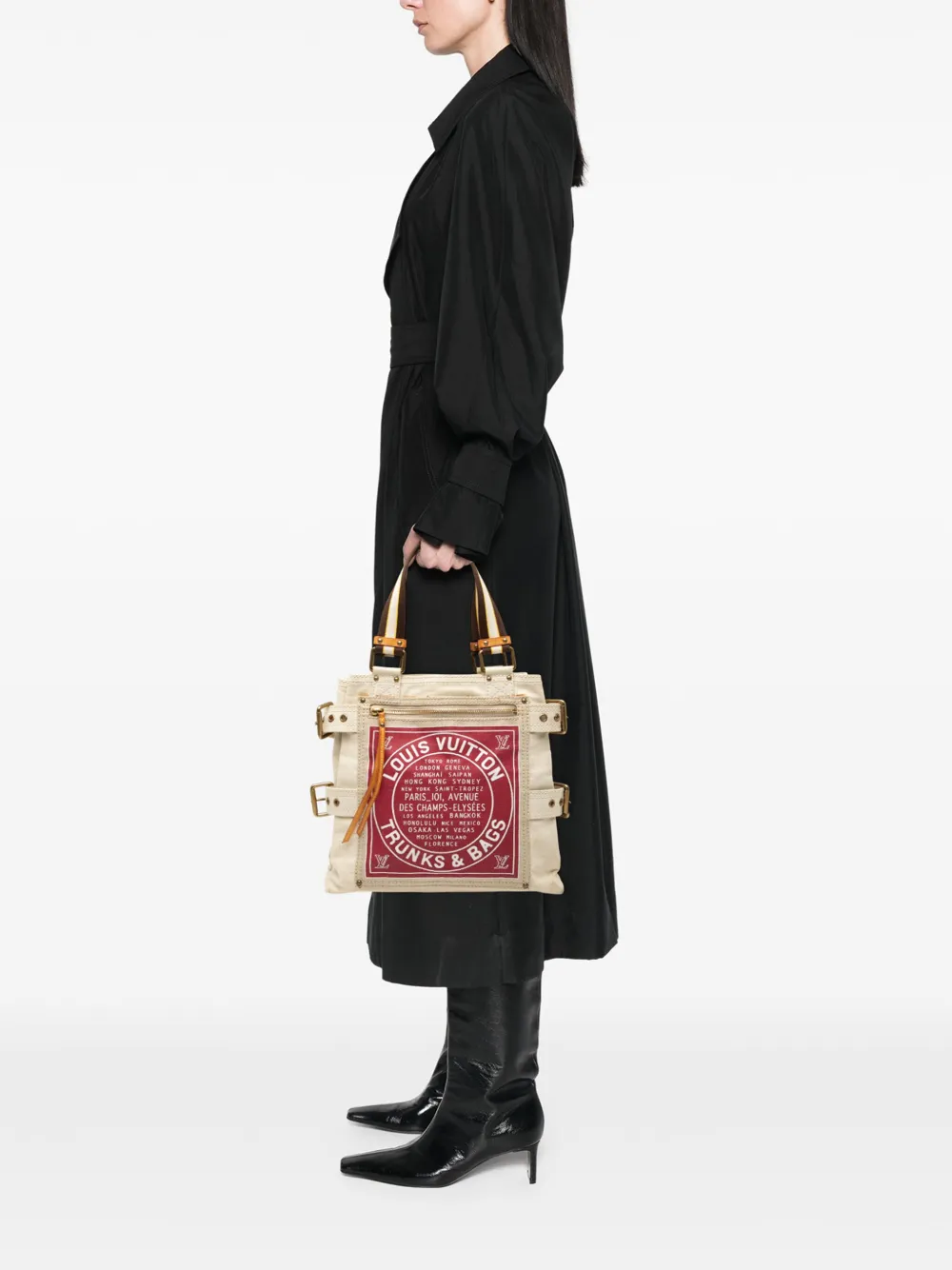 Pre-owned Louis Vuitton 2005 Cruise Line Globe Shopper Mm Tote Bag In Brown