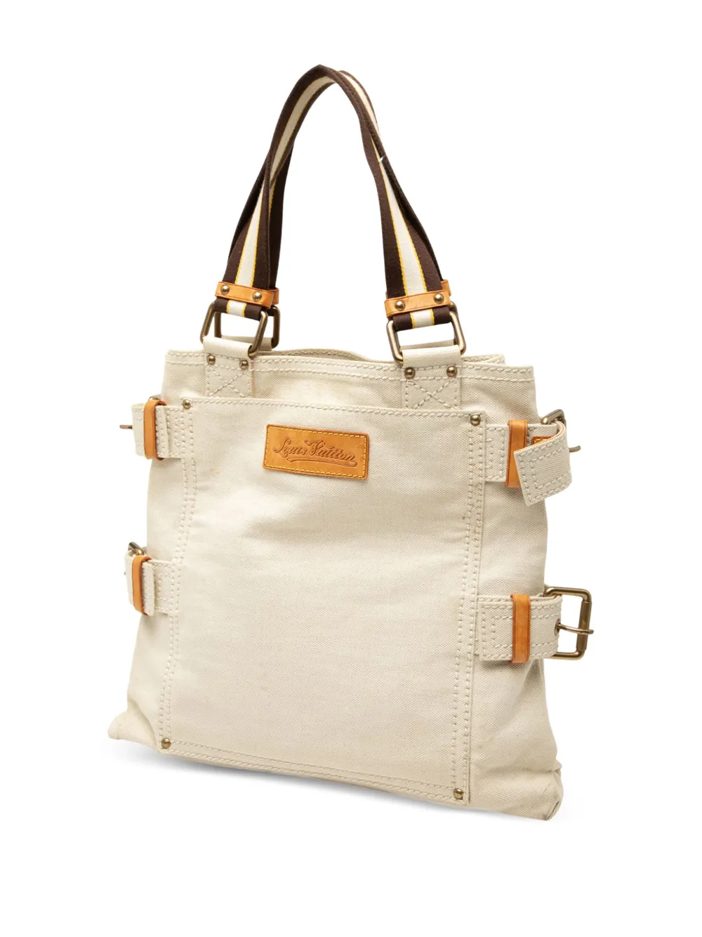 Pre-owned Louis Vuitton 2005 Cruise Line Globe Shopper Mm Tote Bag In Brown