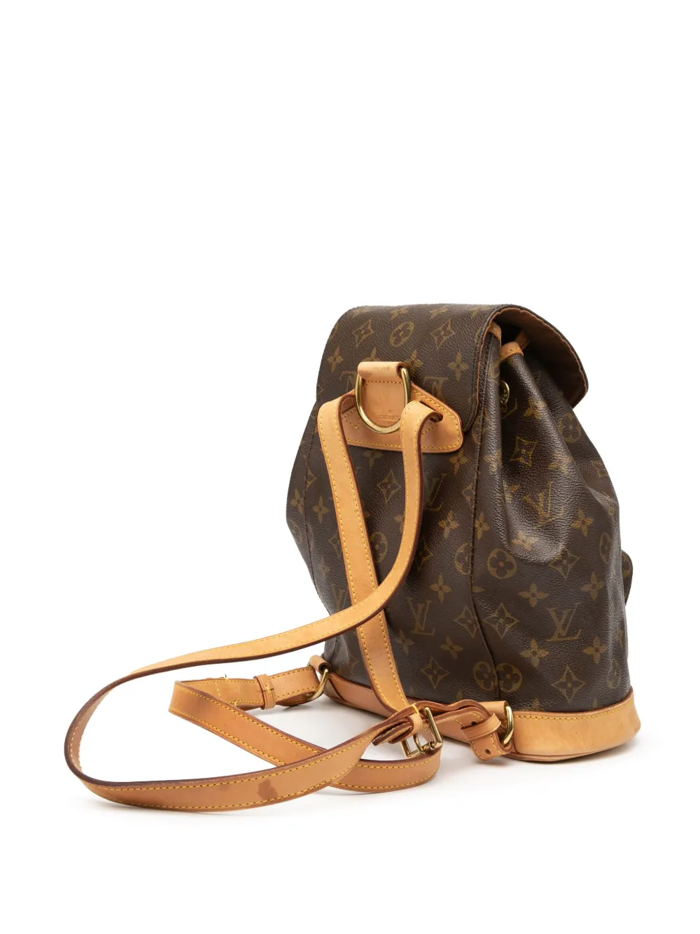 Pre-owned Louis Vuitton 2001 Monogram Montsouris Pm Backpack In Brown