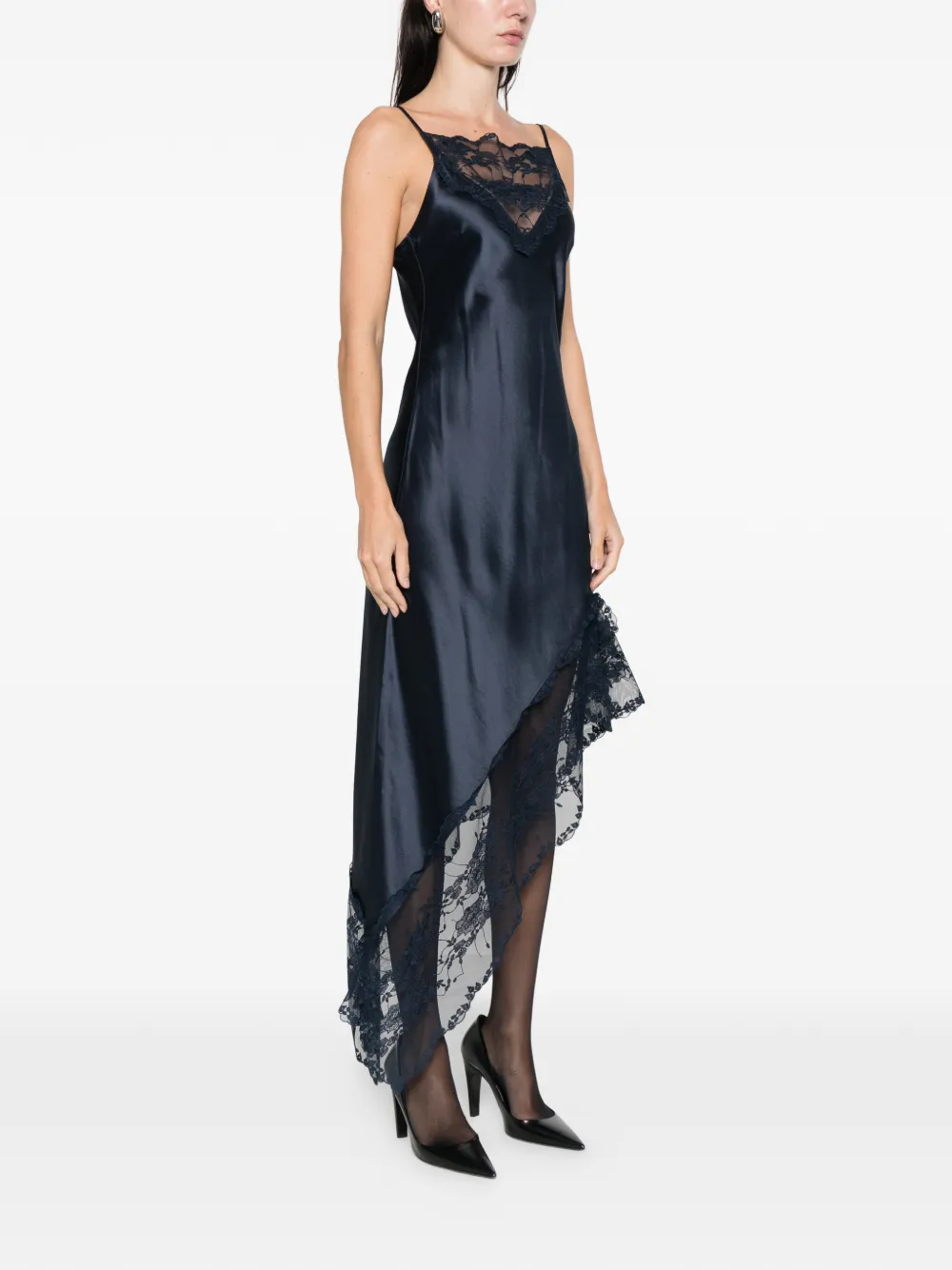 By Malene Birger Laynee Lace Asymmetric Dress In Blue