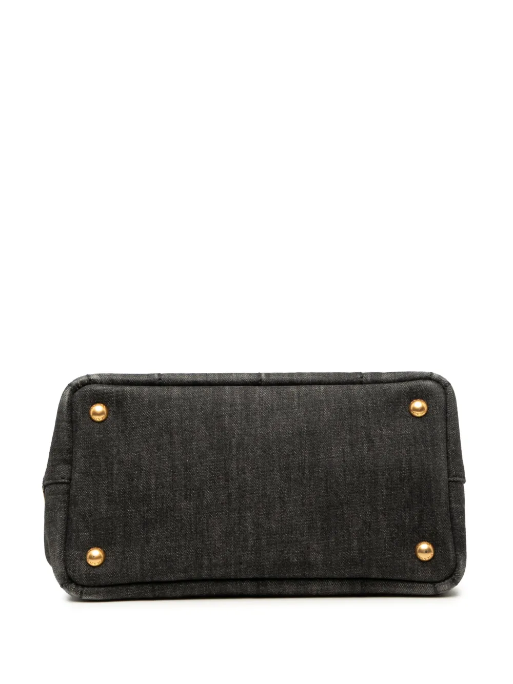 PRADA Pre-owned 2013-2025 Small Denim Canapa Logo Satchel In Gray