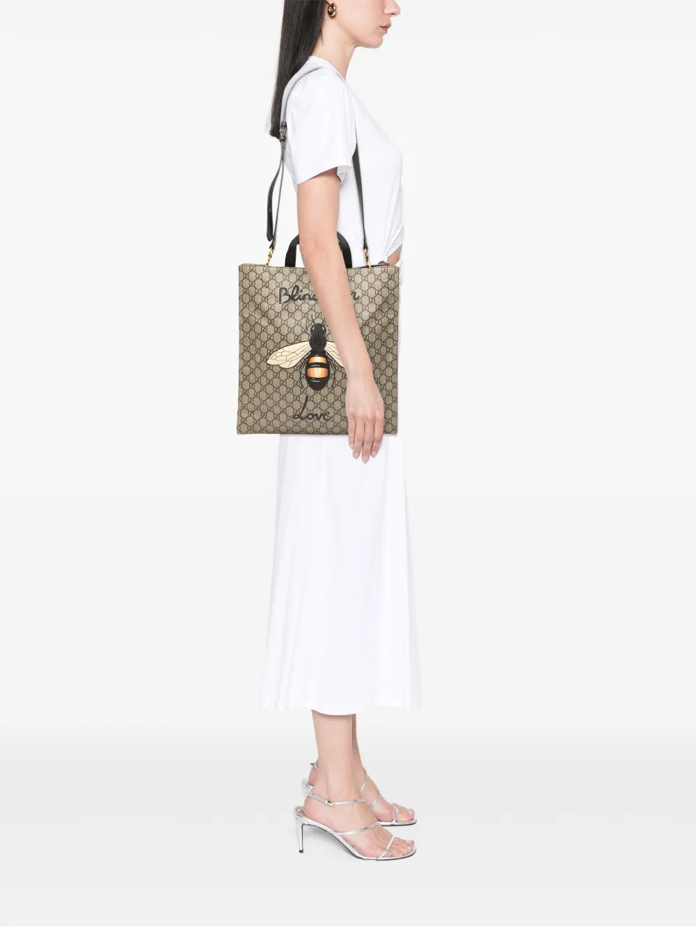 Pre-owned Gucci 2016-2025 Gg Supreme Blind For Love Satchel In Brown