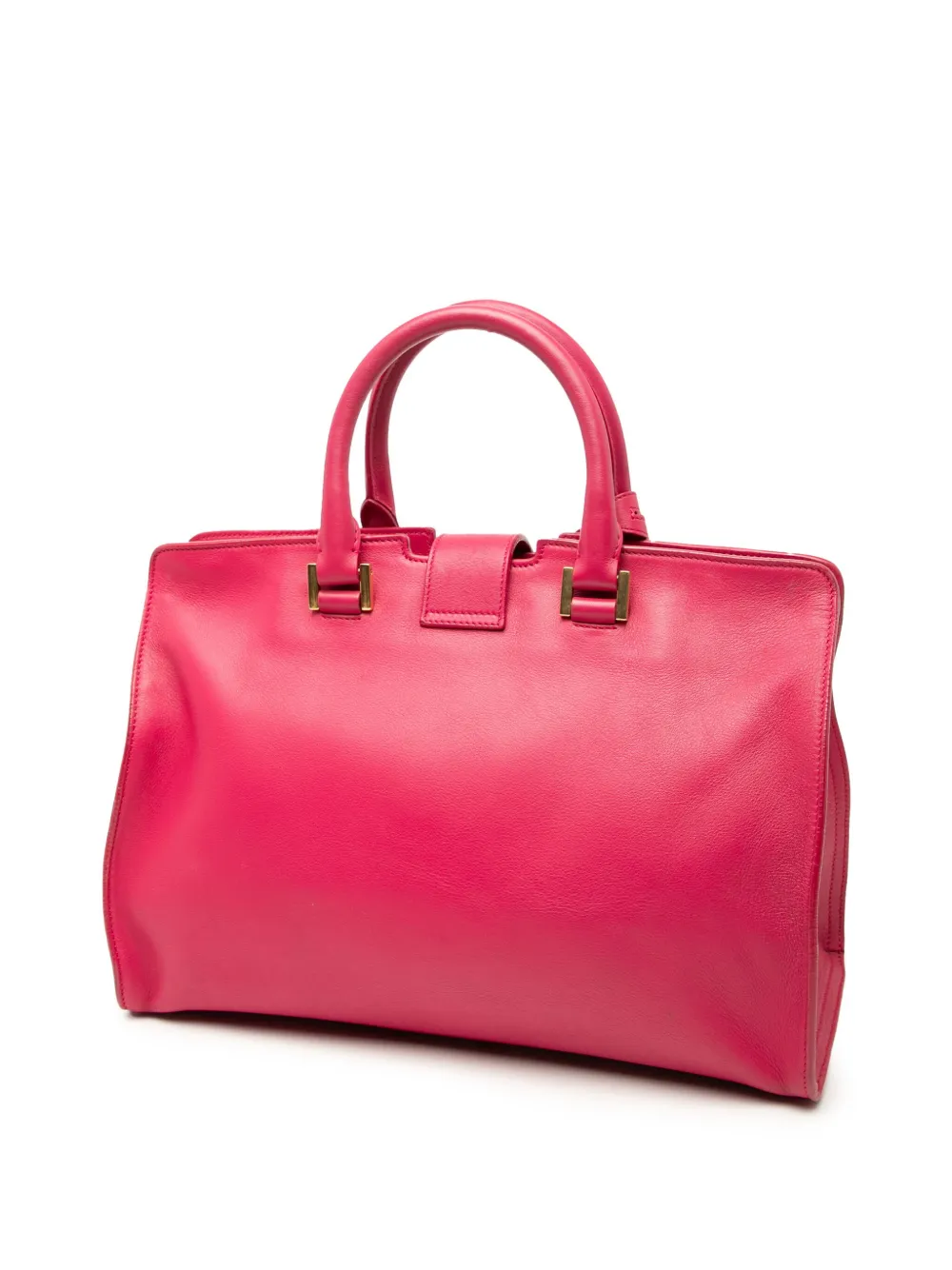 Pre-owned Saint Laurent 2013-2025 Small Calfskin Cabas Chyc Satchel In Pink