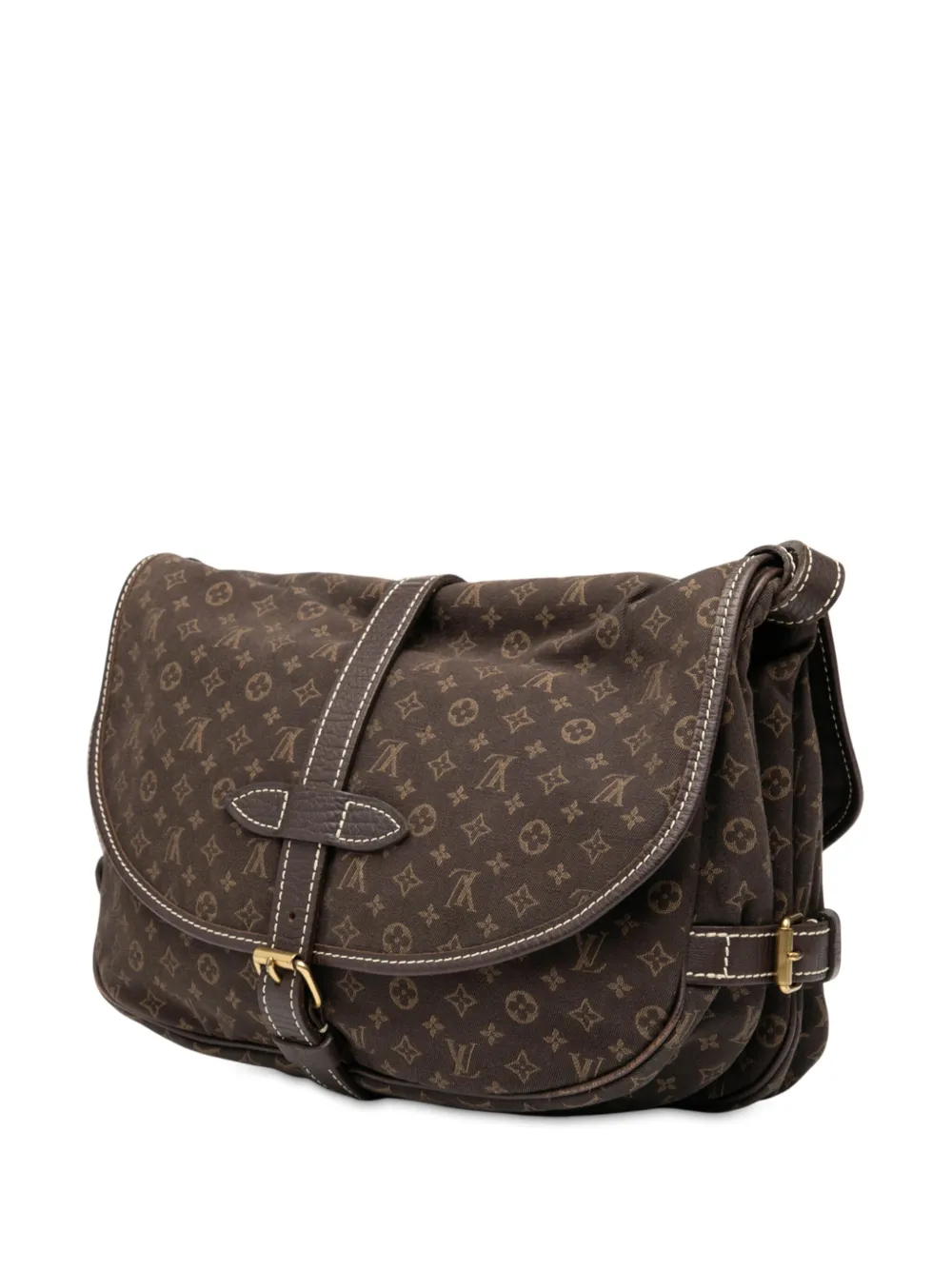 Pre-owned Louis Vuitton 2007 Monogram Mini Lin Saumur 30 Crossbody Bag In Brown