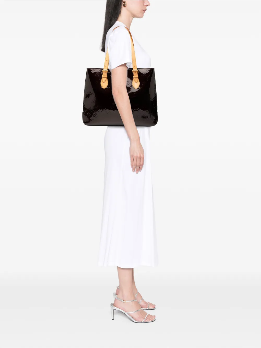 Pre-owned Louis Vuitton 2007 Monogram Vernis Brentwood Tote Bag In Purple