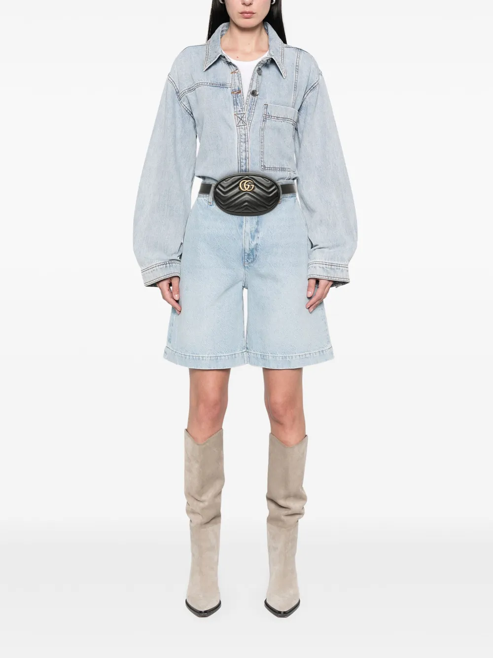 GUCCI Pre-owned 2016-2025 Gg Marmont Matelasse Leather Belt Bag In Black