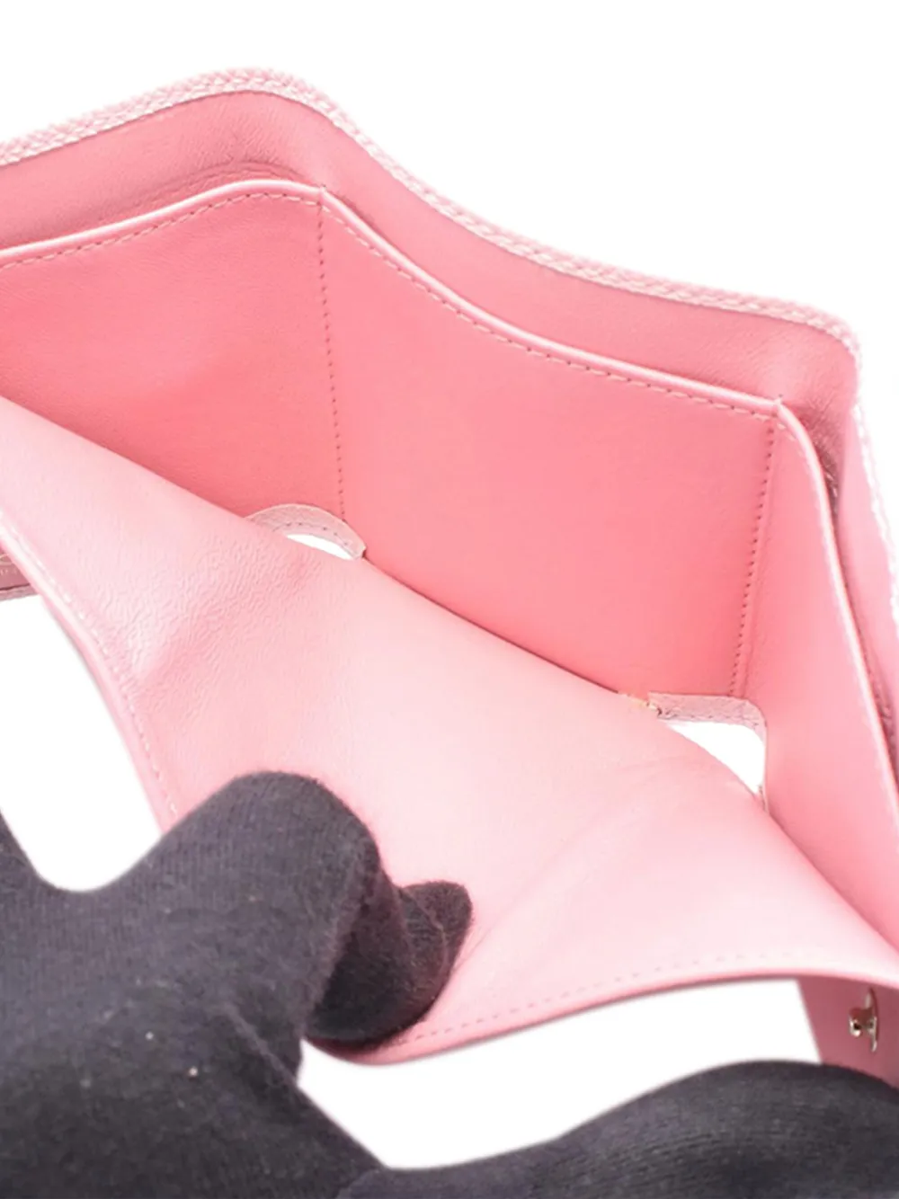 Pre-owned Bvlgari 2010-2025 Leather Tri-fold Wallet Small Wallets In Pink