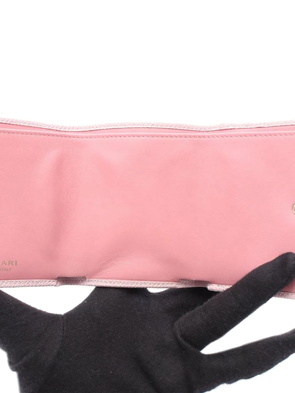 Pre-owned Bvlgari 2010-2025 Leather Tri-fold Wallet Small Wallets In Pink