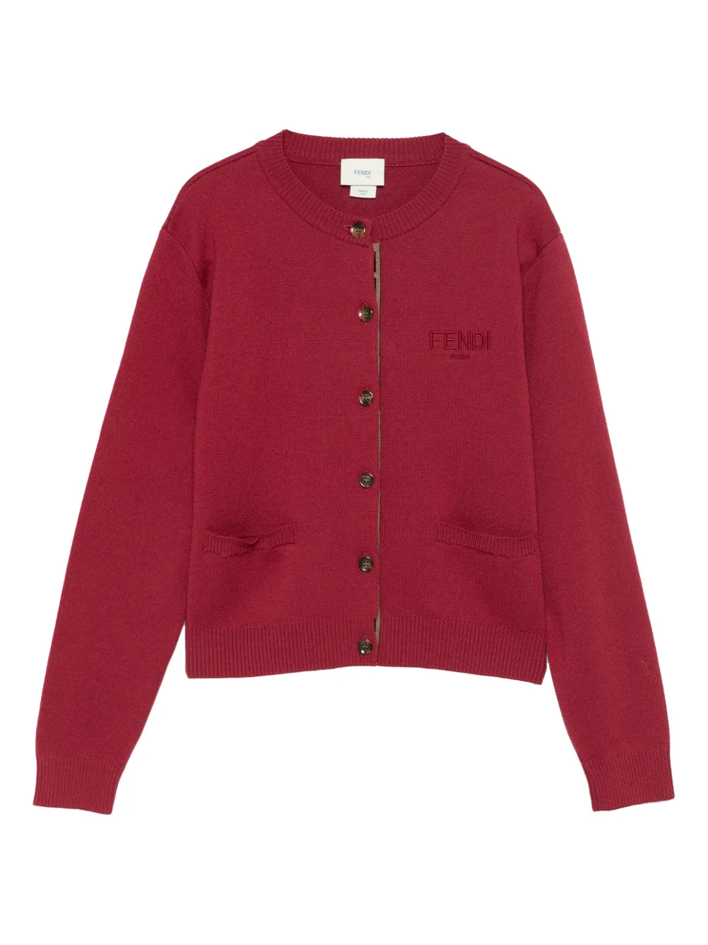 Fendi Kids logo-embroidered cardigan - Rosso