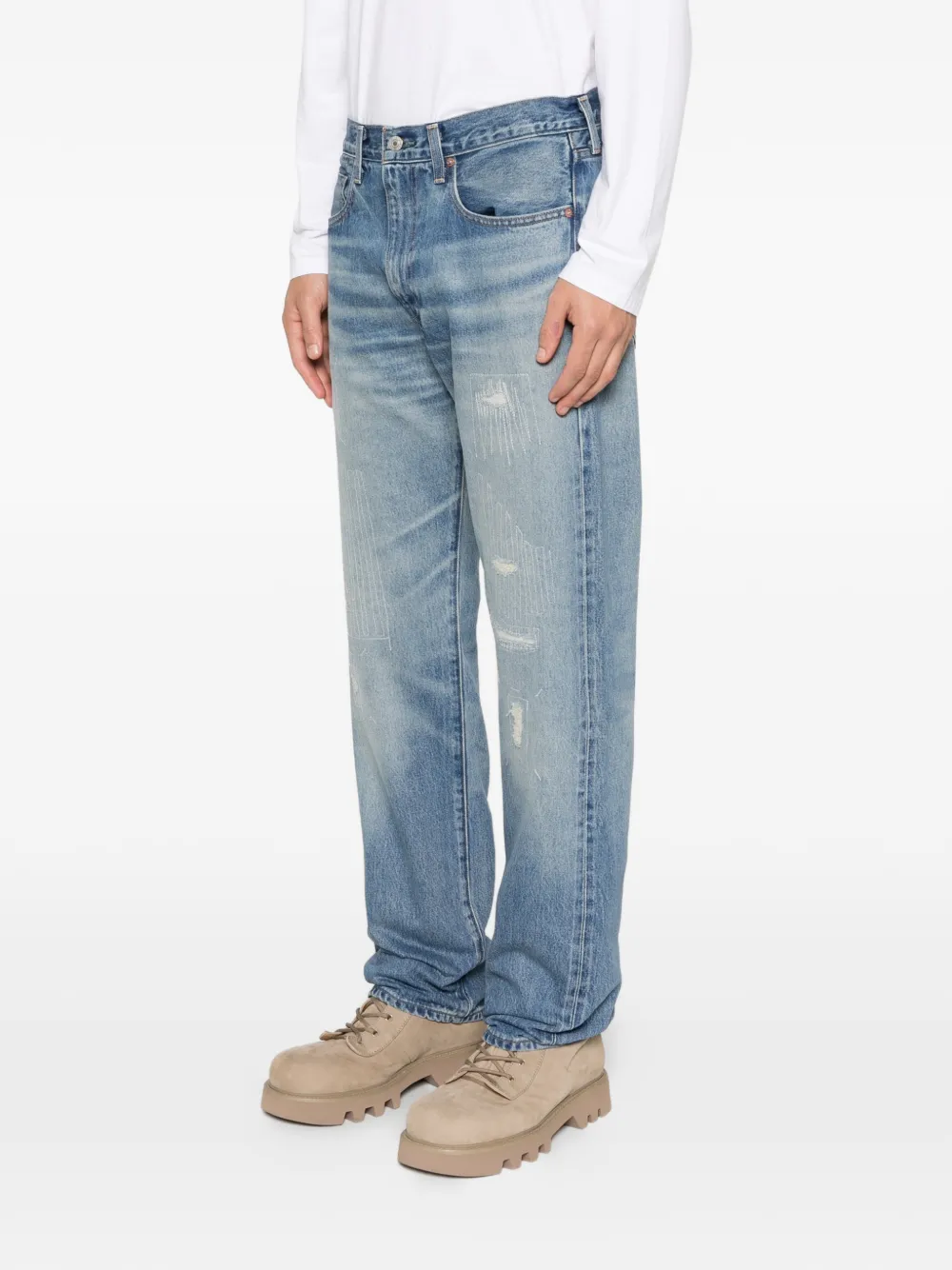 Levi's Distressed Belt-loop Jeans In Blue