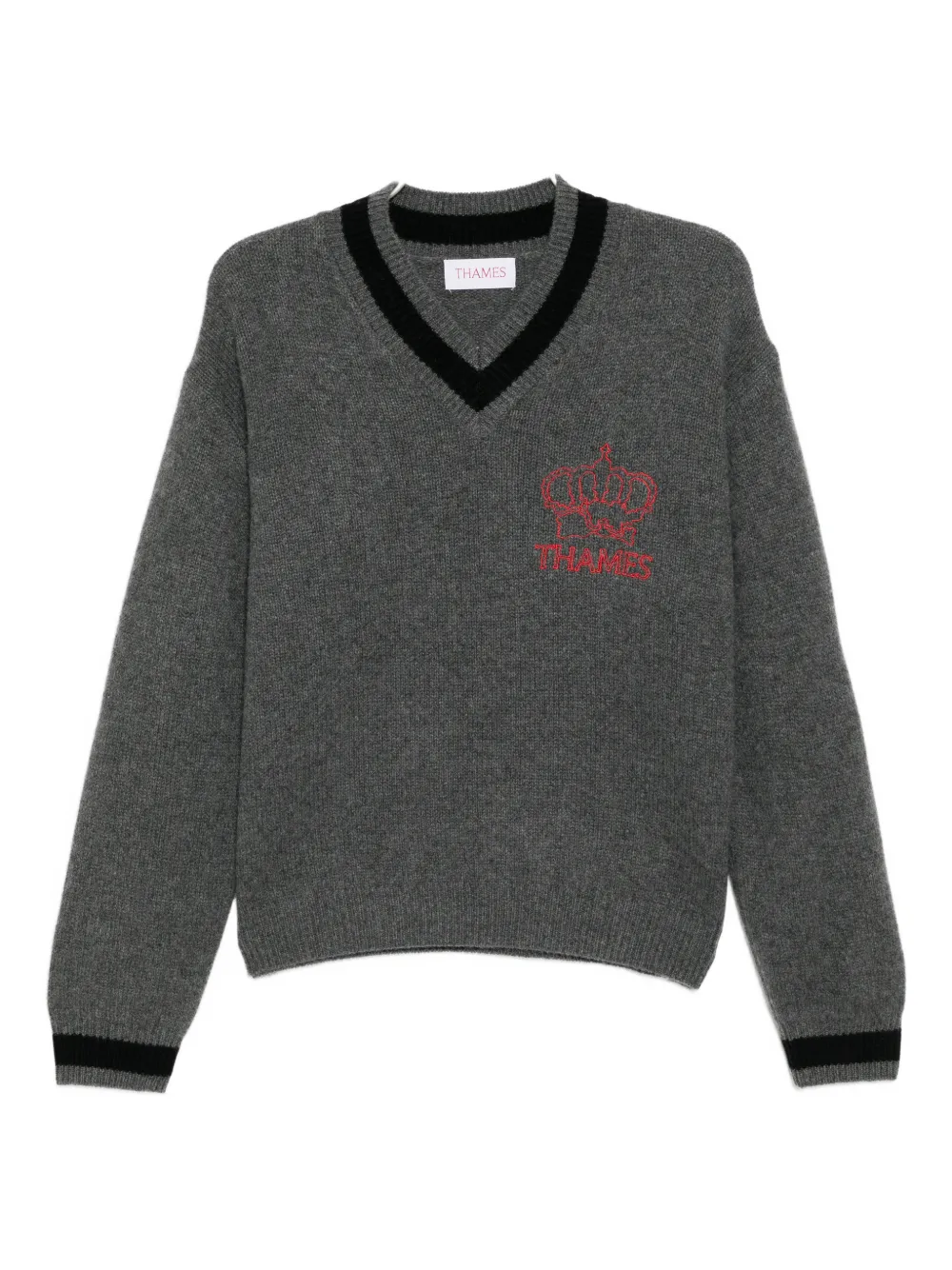 Thames Mmxx Cashmere V-neck Sweater In Gray