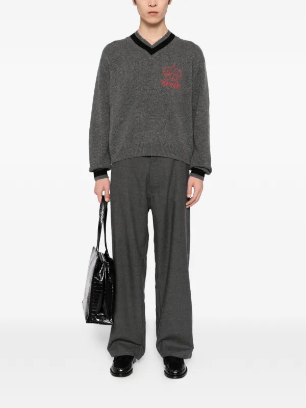 THAMES MMXX Cashmere v-neck Sweater | Grey | FARFETCH UZ