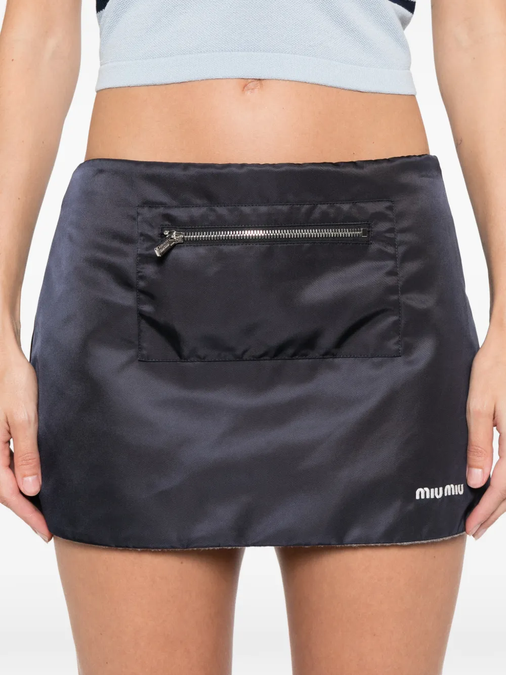 Miu zip-pocket mini skirt Blauw