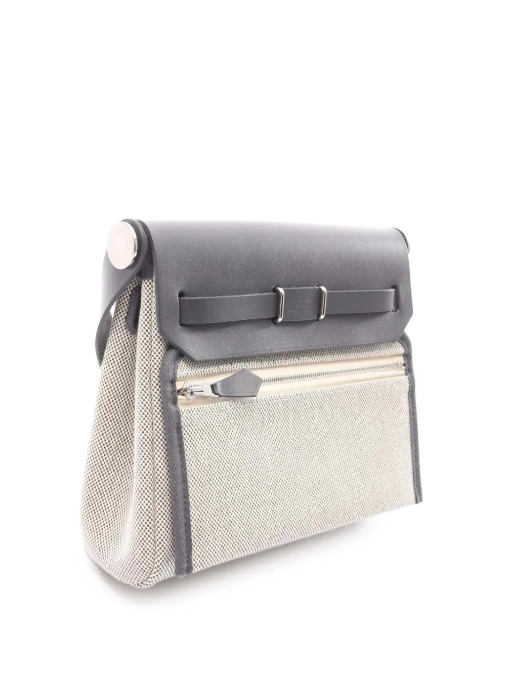 Pre-owned Hermes 2024 Military Toile And Vache Hunter Herbag Zip 20 Crossbody Bag In Brown