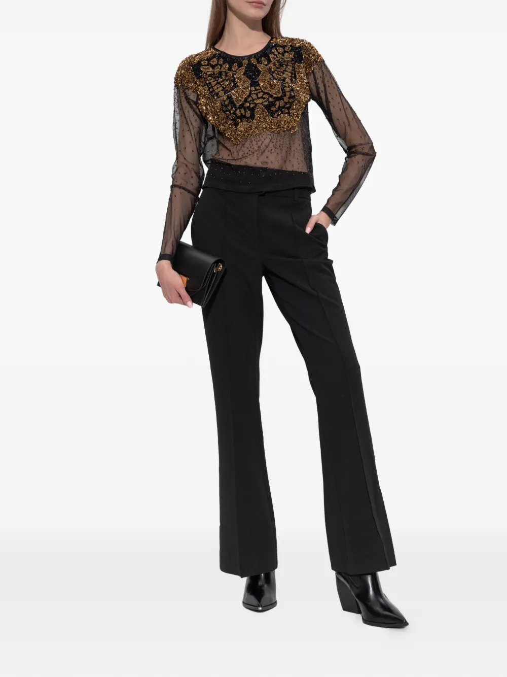 AllSaints Greta embellished top - Zwart