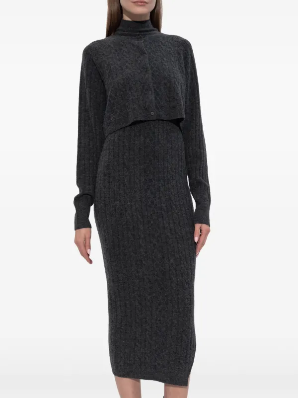 AllSaints Sabine high-neck cable-knit Dress | Grey | FARFETCH JO