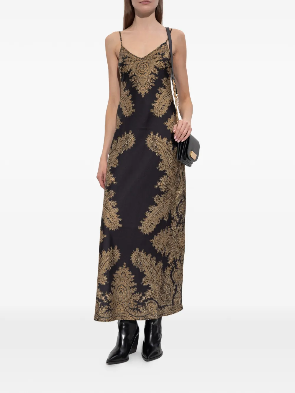 AllSaints Bryony paisley-pattern midi dress - Zwart