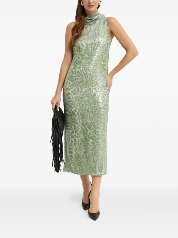 16arlington green dress 16arlington Solaria Sequined Midi Dress, Trifoglio, Women's, 8, Cocktail & Party Wedding Guest Dresses Sequined Dresses