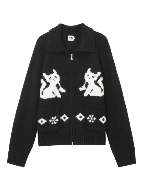 b+ab zip graphic cardigan