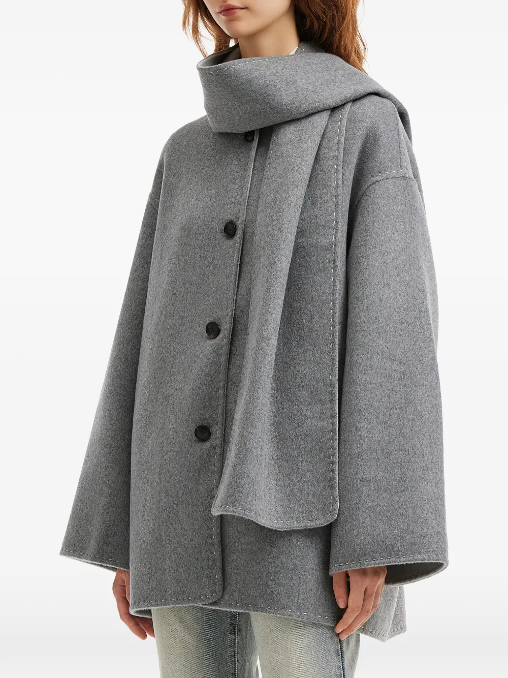 B+ab Button Scarf Jacket In Gray