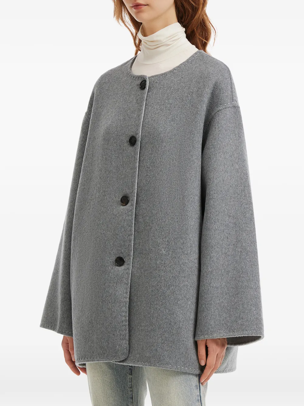 B+ab Button Scarf Jacket In Gray