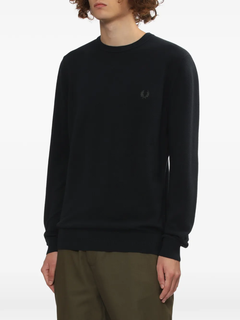 Fred Perry logo crew-neck sweater Blauw