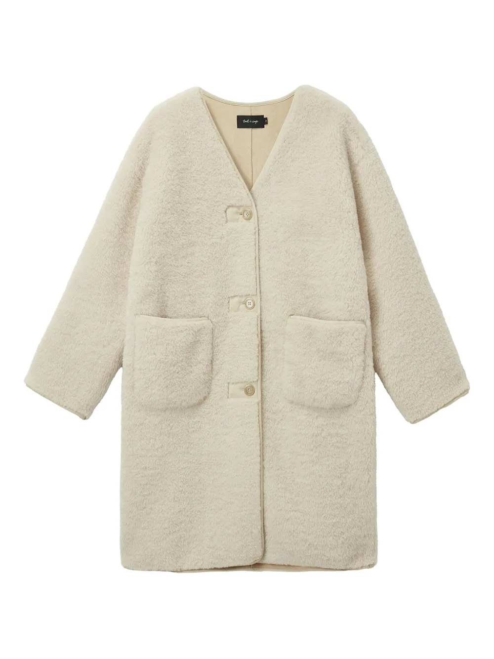 Tout A Coup Button Pocket Coat In Neutral