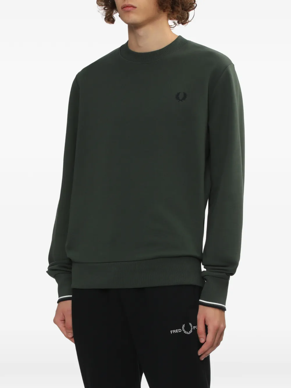 Fred Perry logo-embroidered sweater Groen