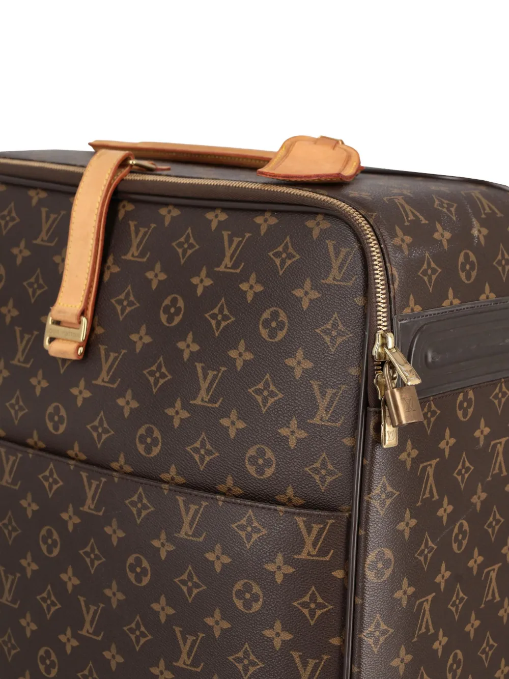 Pre-owned Louis Vuitton Pegasus Monogram-pattern Leather Trolley In Brown