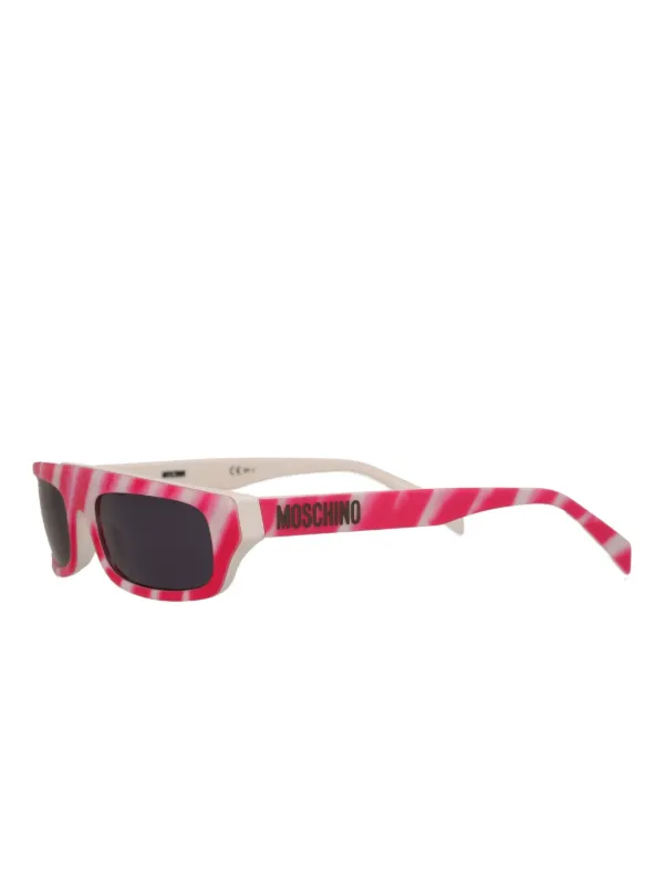 Moschino Bright Pink Rectangular Logo Sunglasses Moschino Pre-Owned logo-detailed rectangle-frame Sunglasses  main image 4