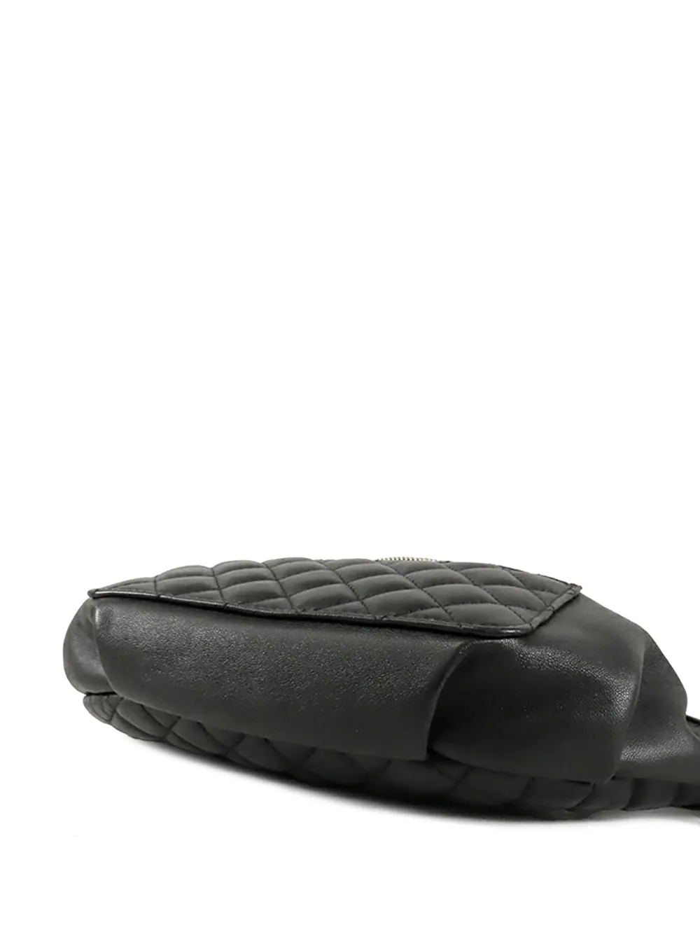 CHANEL Pre-owned 2019 Quilted Crumpled Lambskin Front Pocket Belt Bag In Black