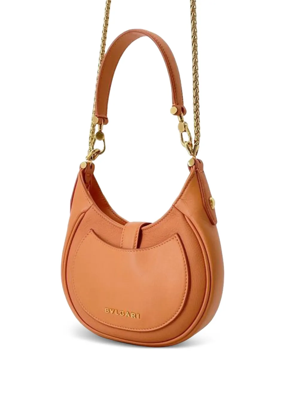 Pre-owned Bvlgari 2010-2025 Small Leather Serpenti Ellipse Satchel In Orange