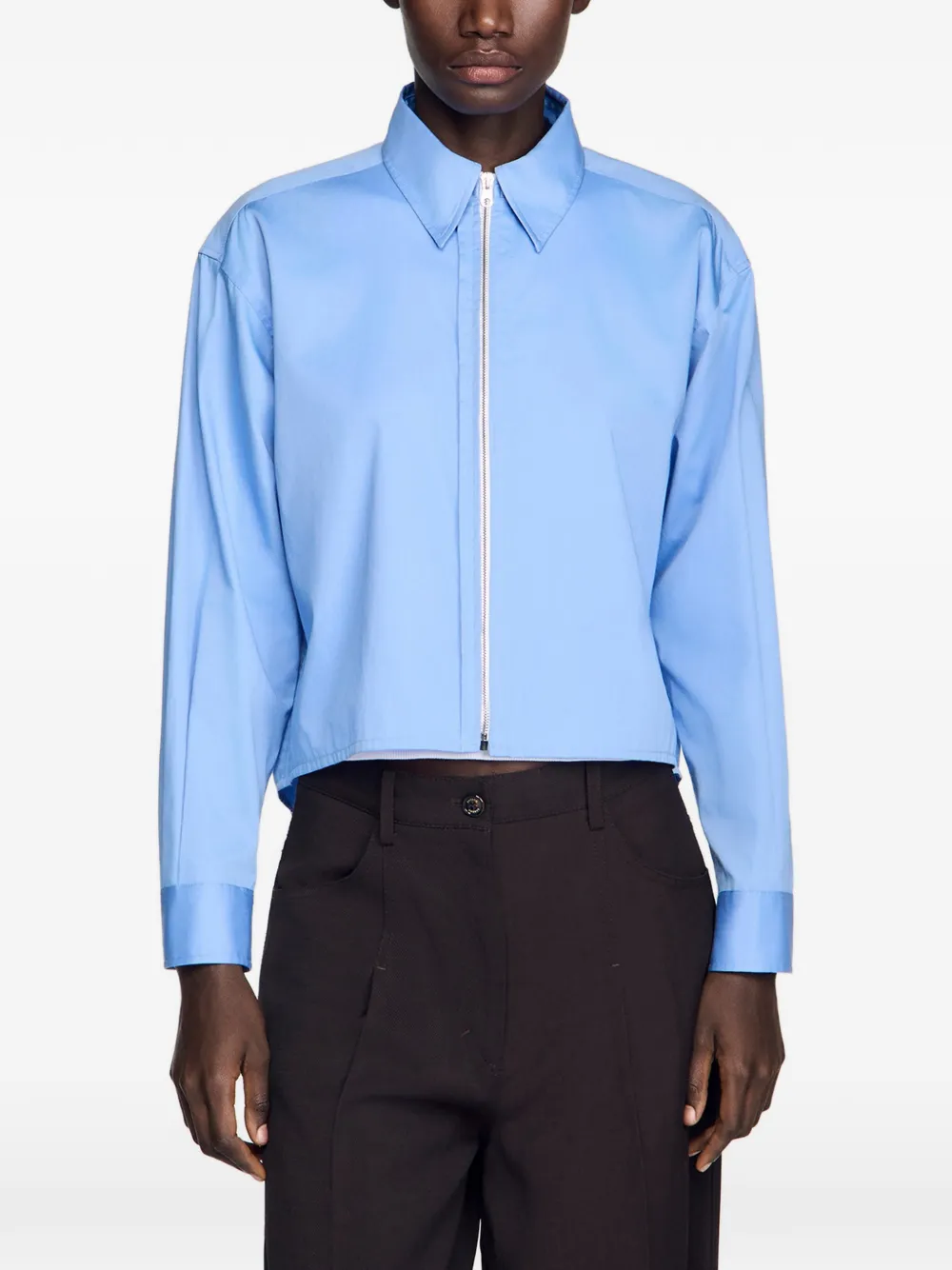 SANDRO Cropped blouse met rits Blauw