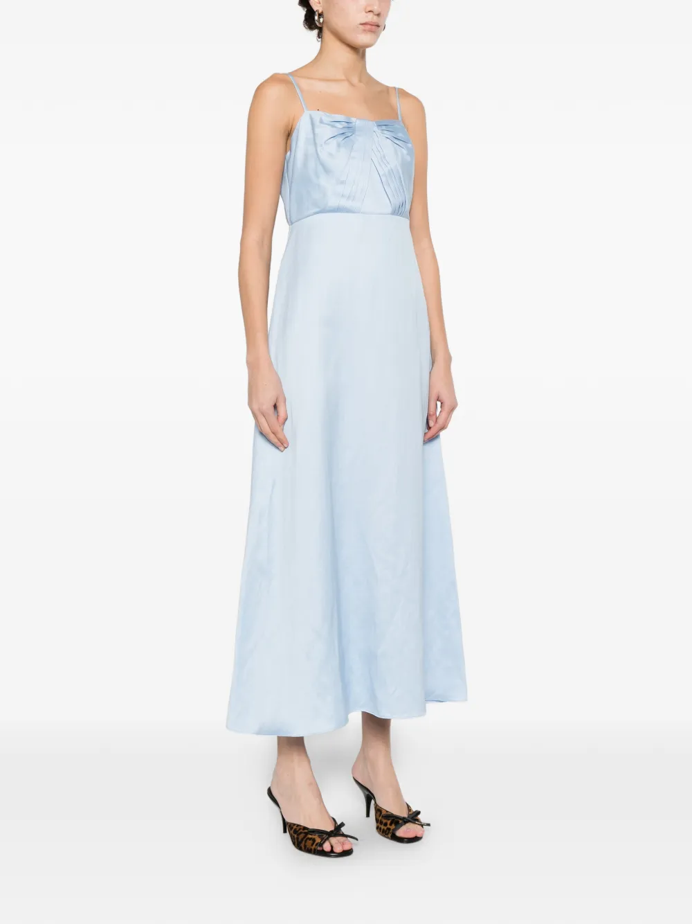  Sandro Bow Pleated Dress - Blue 