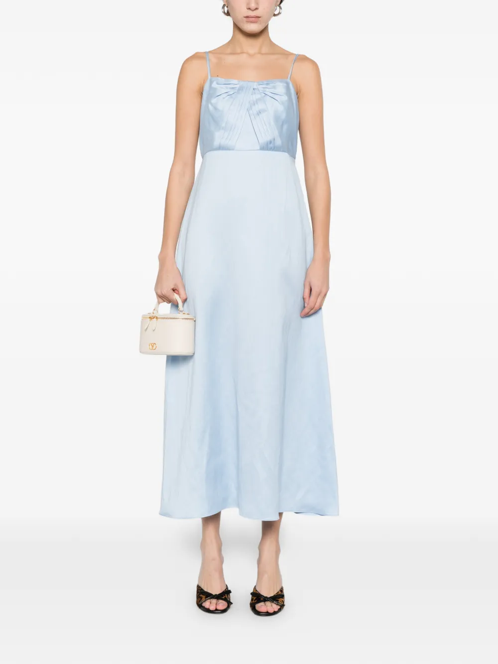  Sandro Bow Pleated Dress - Blue 